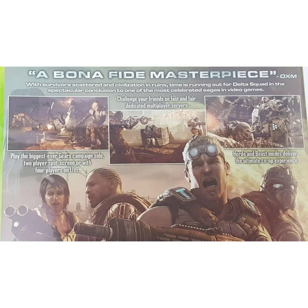Gears of War 3 Microsoft Xbox 360 2011 Tested Works W/ Sticker Sheet